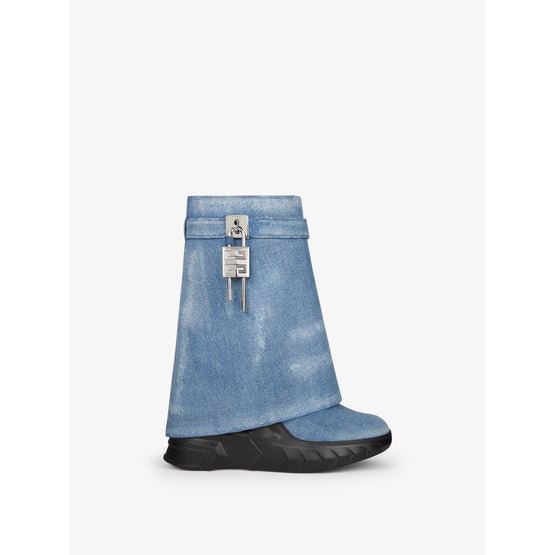 Women Shark Lock Ankle Boots Biker85mm - Medium Blue