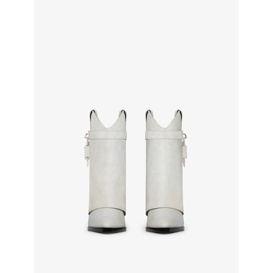 Women Shark Lock Cowboy Ankle Boots 60mm - Ivory