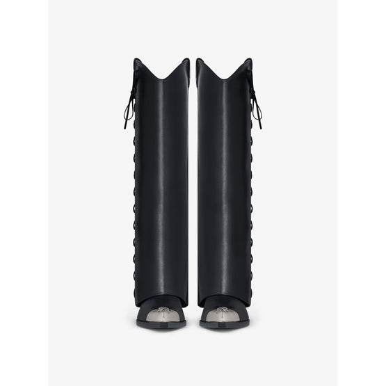 Women Shark Lock Cowboy High Boots Corset 60mm - Black