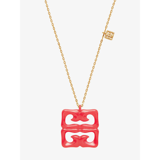 Women 4G Liquid Golden Color Pendant Necklace - Coral