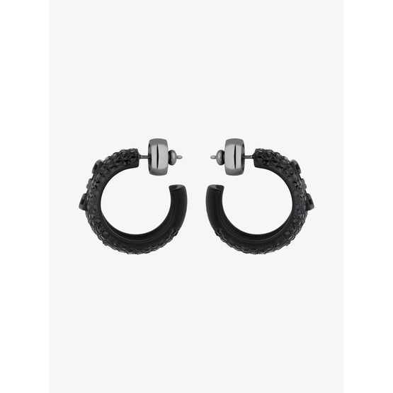 Women 4G Black Paved Hoops Earrings - Black