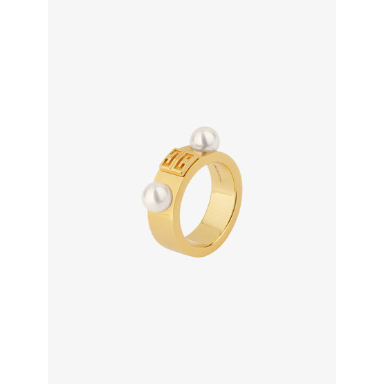 Women 4G Golden Pearls Ring - Golden Yellow