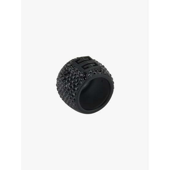 Women 4G Black Paved Medium Ring - Black