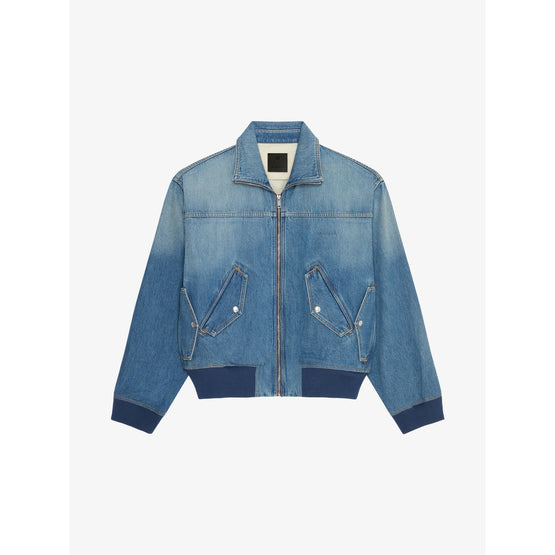 Men Four Pocket Denim Bombers - Medium Blue