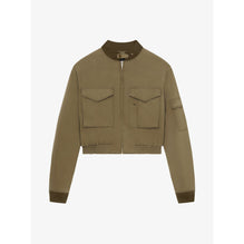 Men Cropped Military Bomber - Olive Green