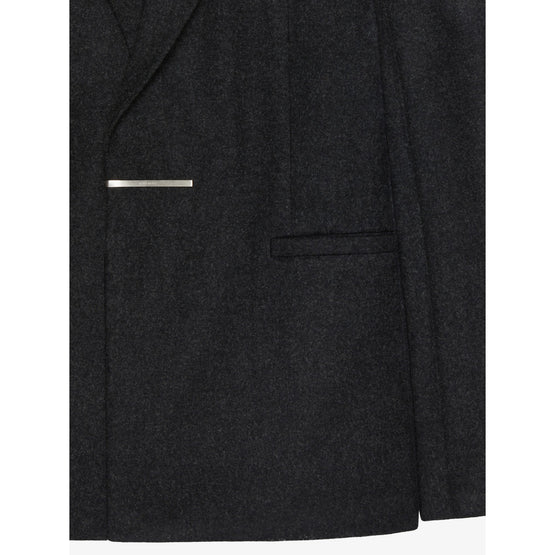 Men Metal Bar Structured Slim Fit Jacket - Charcoal