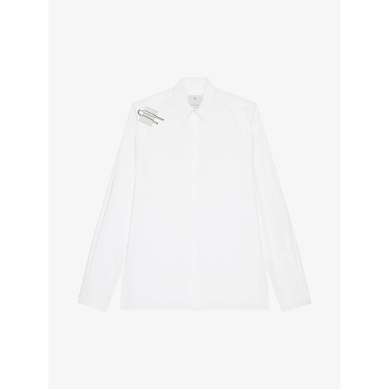 Men Contemporary Fit Shirt W/ U Lock Harness - White/Silvery