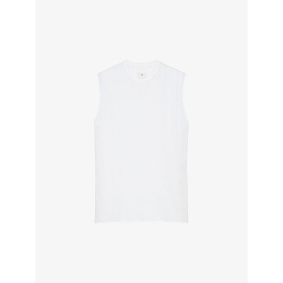 Men Oversize Raw Sleeveless T-Shirt - Natural