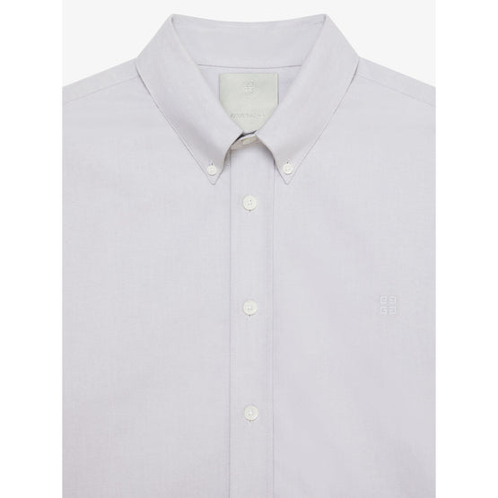 Men Custom Fit Shirt With 4G Embroidery - Pearl Grey