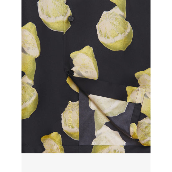 Men Hawaii Shirt With Front Pocket - Black/Yellow