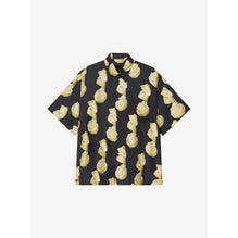 Men Hawaii Shirt With Front Pocket - Black/Yellow