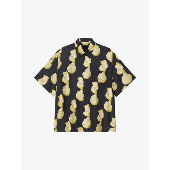 Men Hawaii Shirt With Front Pocket - Black/Yellow