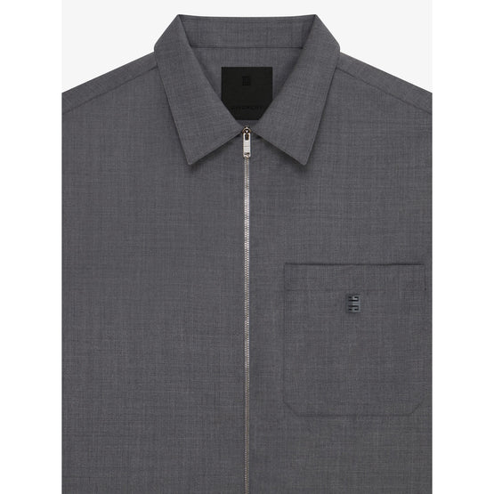 Men Zip Front Shirt - Medium Grey
