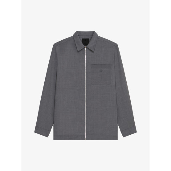 Men Zip Front Shirt - Medium Grey