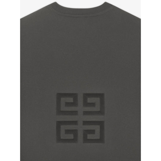 Men Oversized Fit Givenchy Embroidery Tshirt - Greyish Green