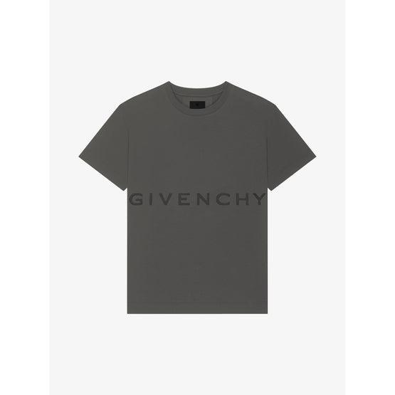 Men Oversized Fit Givenchy Embroidery Tshirt - Greyish Green
