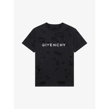 Men 2 Layers Oversized Hole T-Shirt - Faded Black