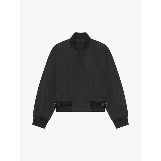 Women Long Sleeve Blouson W/ Attached Belt - Black