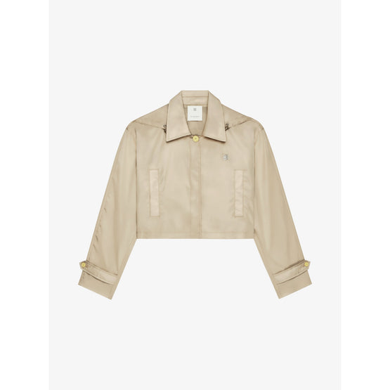 Women Cropped Windbreaker - Eggshell