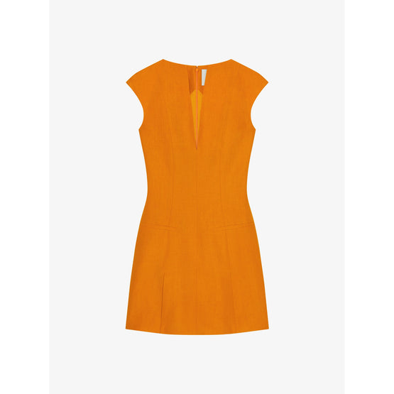 Women Low Neckline Dress - Dark Orange