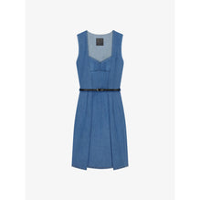 Women Sweetheart Denim Dress - Deep Blue