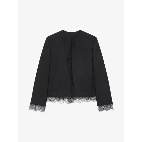 Women Lace Details Jacket - Black