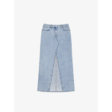 Women Long Skirt With Front Split - Light Blue