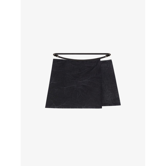 Women Voyou Denim Mini Skirt - Black