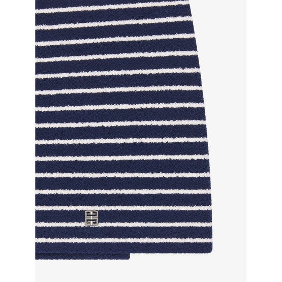 Women Towelling Wrap Skirt - Navy/Natural