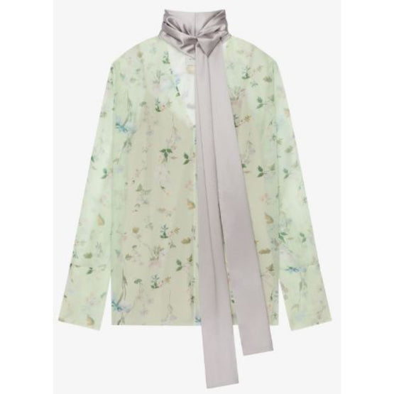 Women Lavalliere Blouse - Pale Green