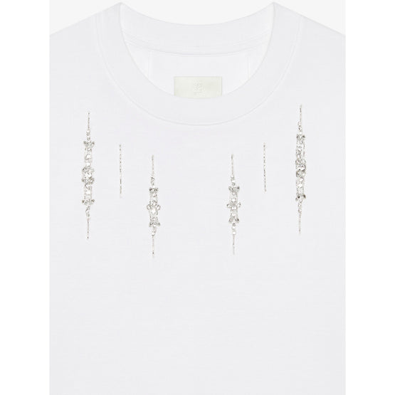 Women Slim T-Shirt - White/Silvery