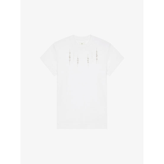 Women Slim T-Shirt - White/Silvery
