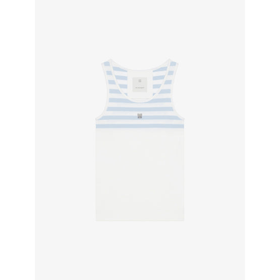 Women 4G Rib Tank Top - White/Light Blue