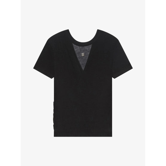 Women Draoed Back Fitted T-Shirt - Black