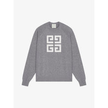 Women Bicolor Crewneck Sweater W/ Front 4G - Grey/Ecru