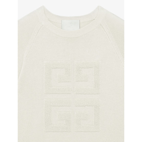 Women Bicolor Crewneck Sweater W/ Front 4G - Ivory