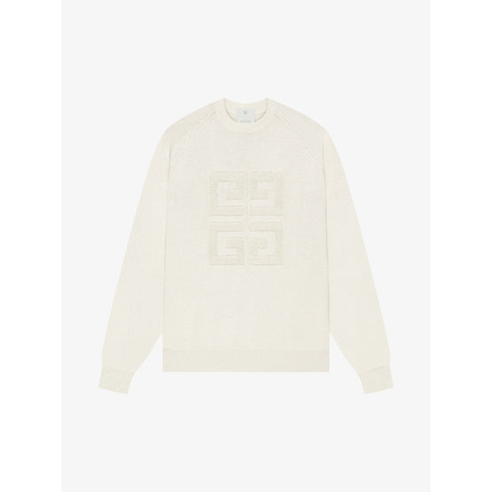 Women Bicolor Crewneck Sweater W/ Front 4G - Ivory