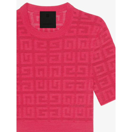 Women Cropped 3/4 Sleeves Sweater - Raspberry