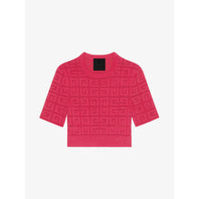 Women Cropped 3/4 Sleeves Sweater - Raspberry