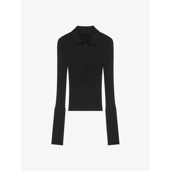 Women Long Sleeves Polo - Black