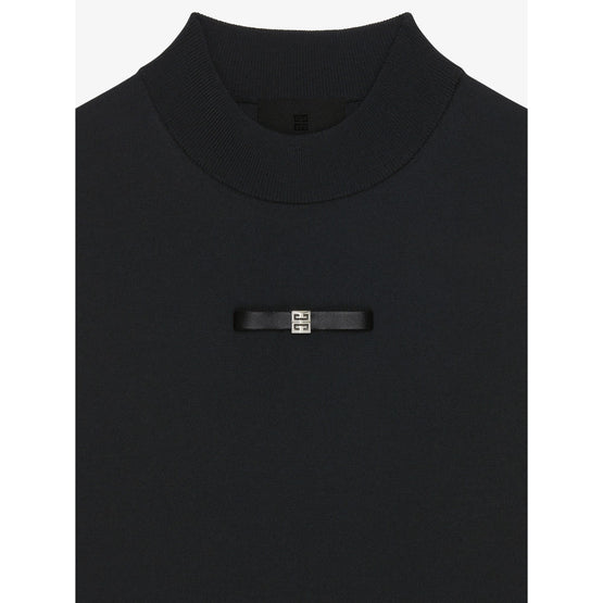 Women Bow Detail Sleeveless High-Neck Sweater - Black