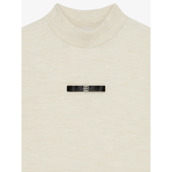 Women Bow Detail Sleeveless High-Neck Sweater - Eggshell