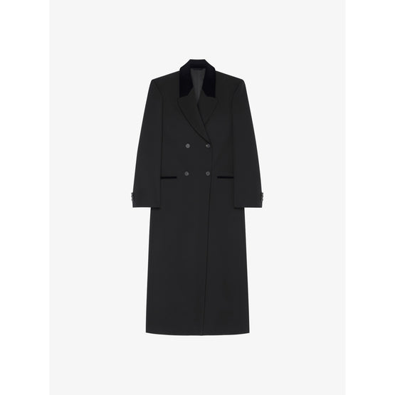 Women Double Breasted Coat - Black